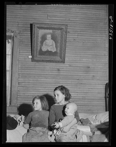 Children of a "squatter" family who were preparing to move out of the Camp Croft area. Near Spartanburg, South Carolina