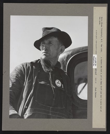 Farmer who had to move out of the Camp Croft area. He had a job at the camp. Whitestone, South Carolina