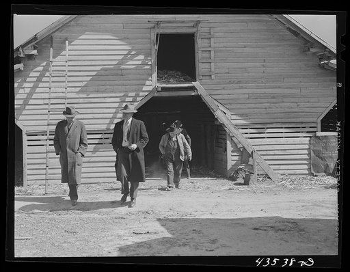 FSA (Farm Security Administration) supervisors inspecting a new farm for Mr. Sherbert, whose dairy had to be moved out of the Camp Croft area. Near Spartanburg, South Carolina region