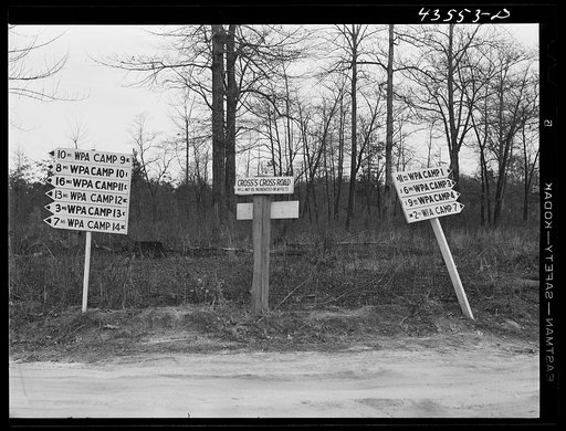 Road signs at a crossroad near the Santee-Cooper basin, South Carolina