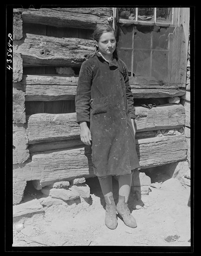 One of the children of a "squatter" family that had to move out of the Camp Croft area. Near Whitestone, South Carolina