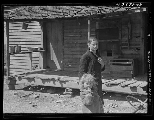 Children of a "squatter" family who were preparing to move out of the Spartanburg Army camp area. Near Whitestone, South Carolina