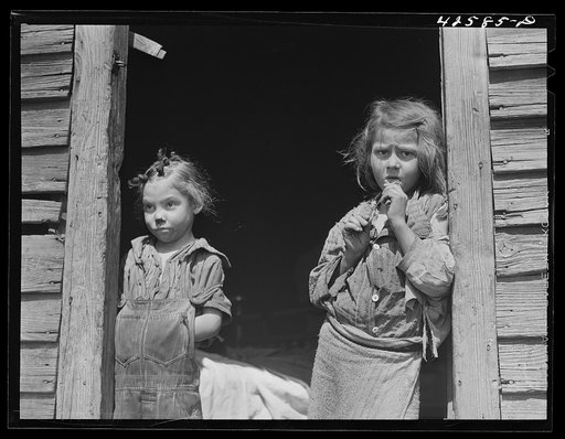 Untitled photo, possibly related to: Two of the children of Willie Smith, a "squatter" who had to move out of the Camp Croft area. Near Whitestone, South Carolina region