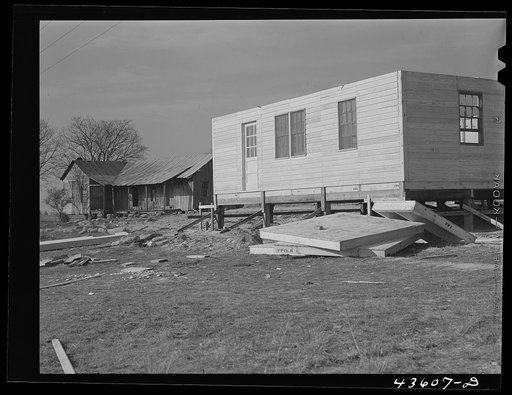 Prefabricated house built by FSA (Farm Security Administration) to house some of the farmers who had to move out of the Spartanburg Army camp area.  Pacolet, South Carolina