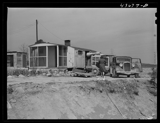 Family living in this converted trailer owned one acre of land adjoining their house. They are moving out of the Camp Croft area to a place which they have rented where there is no house. Near Whitestone, South Carolina region