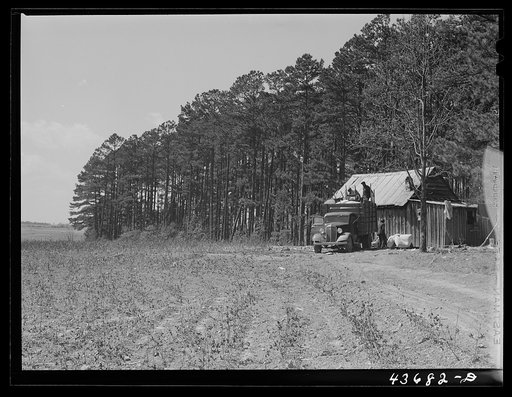 Untitled photo, possibly related to: Negro family moving out of Camp Croft area collecting some belongings from a relative. Near Spartanburg, South Carolina region