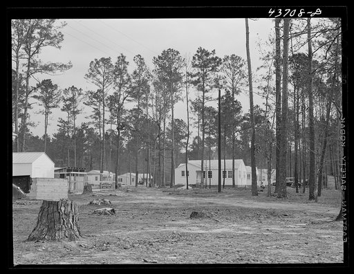 Houses being put up by Henry Ford to house some of his families who must move out of the Hinesville Army camp area. Part of the Ford plantation was in the area. Near Ways, Georgia