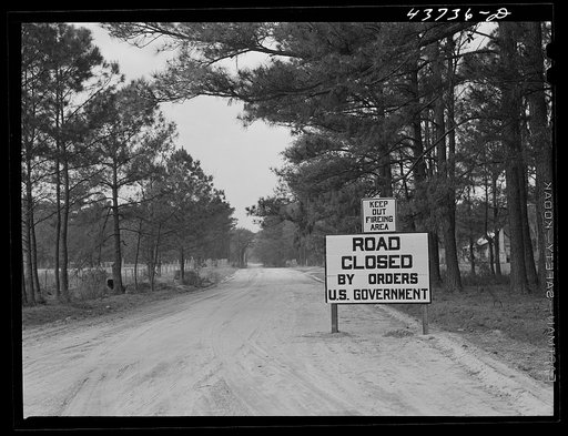 Roads closed in the Hinesville anti-aircraft area at Camp Stewart, Georgia