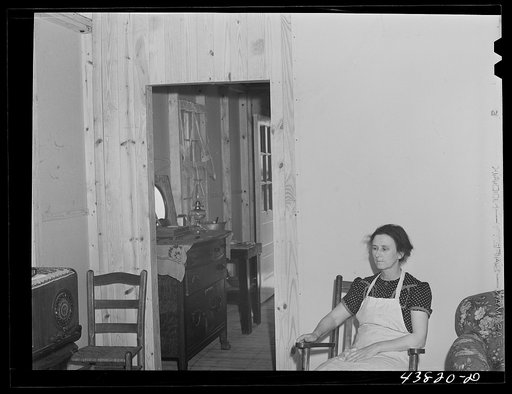 Untitled photo, possibly related to: Mrs. Jennings, tired out after a day of moving into her new prefabricated house in Pacolet, South Carolina