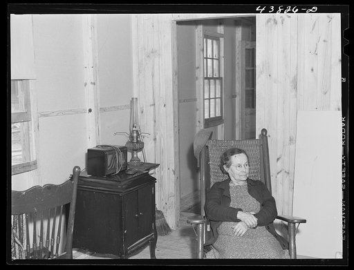 Mrs. Hodge in her new prefabricated house at Pacolet, South Carolina