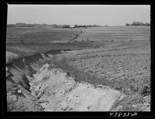 Landscape showing erosion. North of Franklin, Heard County, Georgia