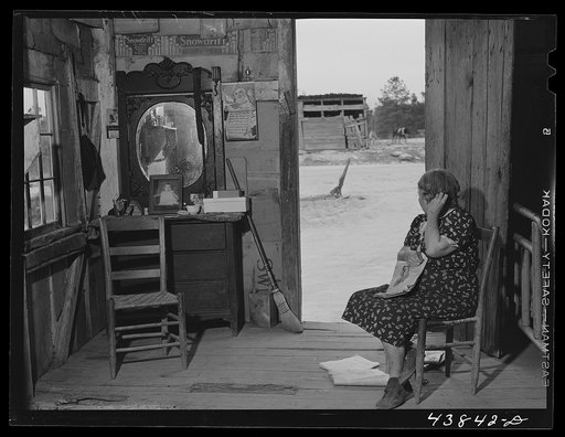 Mrs. M. Wilson watches husband plowing at their farm in the south part of Heard County, Georgia