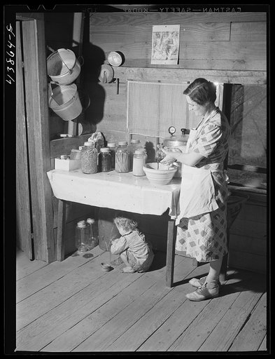 Untitled photo, possibly related to: Mrs. L. Smith still has some canned goods left over from the winter. Carroll County, Georgia (see general caption)