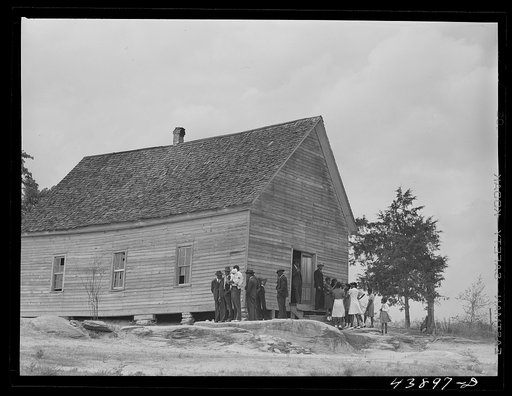 Untitled photo, possibly related to: Before the church meeting at a Negro church in Heard County, Georgia