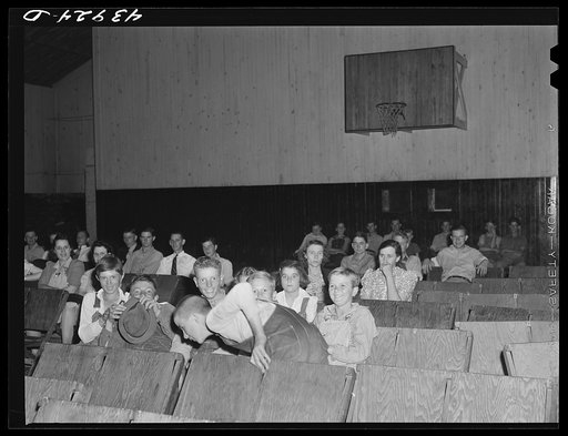 Untitled photo, possibly related to: School teachers in Centralhatchee, Georgia, have organized movies in the school auditorium for those who can't get to town. Heard County, Georgia