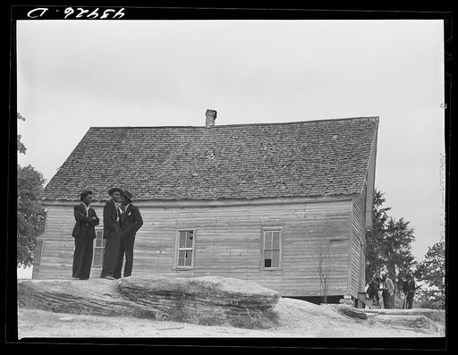 Untitled photo, possibly related to: Before the church meeting at a Negro church in Heard County, Georgia
