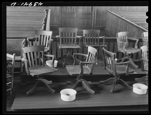 Jury section in the courtroom in Franklin. Heard County, Georgia