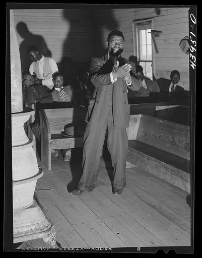 Untitled photo, possibly related to: Singing "Trying to Make a Hundred, Ninety-Nine and a Half Won't Do" during the collection at Negro church in Heard County, Georgia