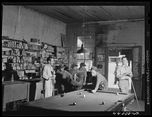 Untitled photo, possibly related to: Franklin, Heard County, Georgia. A game of pool in the general store