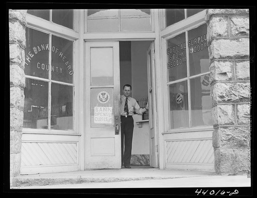 Untitled photo, possibly related to: The bank in Franklin. Heard County, Georgia