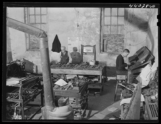 Mr. McKutchins, editor of the News and Banner, Heard County newspaper, in his office in Franklin, Georgia