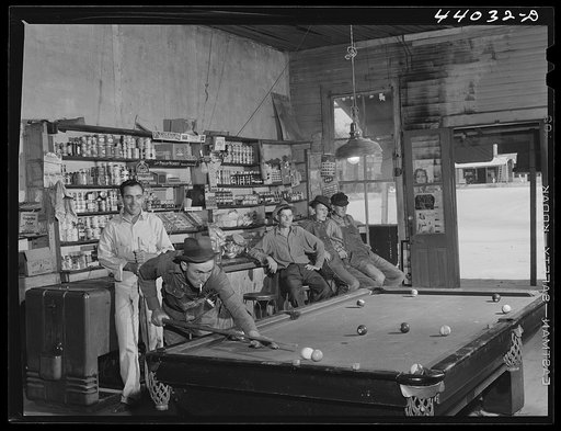 Franklin, Heard County, Georgia. A game of pool in the general store