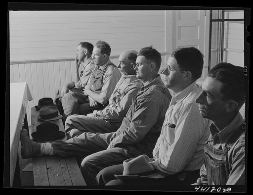 A Food for Defense meeting of white FSA (Farm Security Administration) borrowers at White Plains. Greene County, Georgia