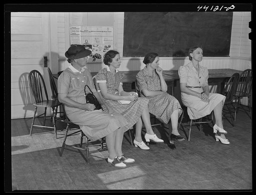 Wives of farmers attending Food for Defense meeting of FSA (Farm Security Administration) borrowers at White Plains. Greene County, Georgia