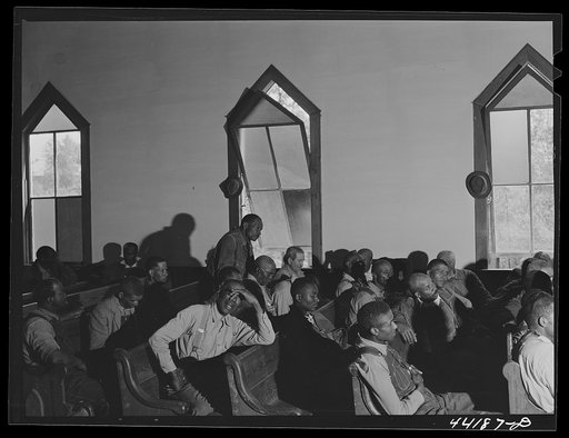 At a meeting of Negro FSA (Farm Security Administration) borrowers in a church near Woodville. Greene County, Georgia