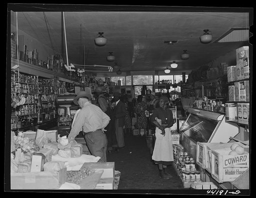 Saturday afternoon shoppers in the Bickers Goodwin store in Greensboro. Greene County, Georgia