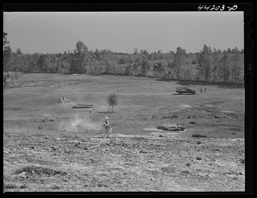 Liming a FSA (Farm Security Administration) pasture. Greene County, Georgia