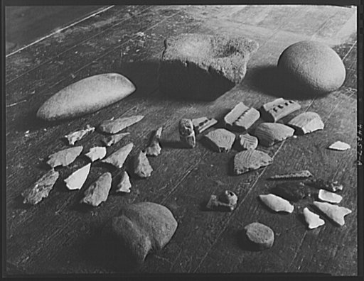 Collection of Indian relics owned by Mr. Bickers, who found them all in the area. Near White Plains, Greene County, Georgia
