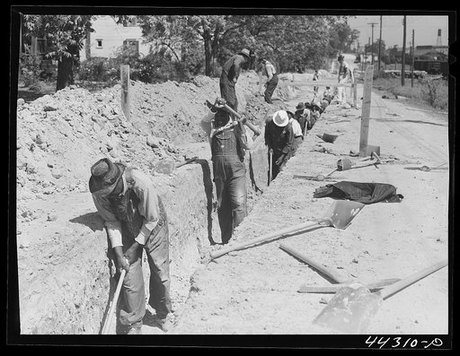 Digging a sewer in Union Point. Greene County, Georgia