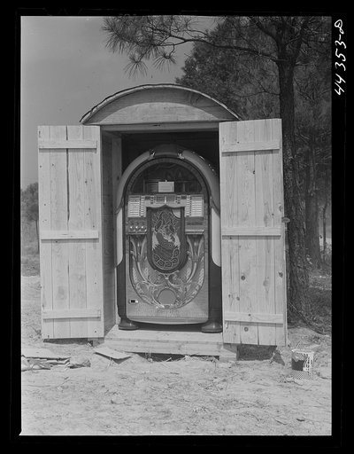 A juke box in a trailer park in Childersburg, Alabama