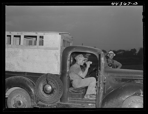 Two workers employed at the new Childersburg railroad developments live in this truck. Childersburg, Alabama