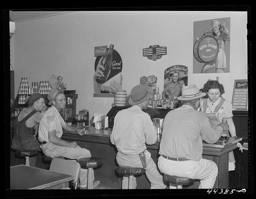 Workers from the nearby powder plant eating in one of the many new cafes in Childersburg, Alabama