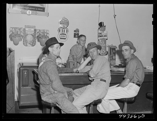 Workers from the nearby powder plant eating in one of the many new cafes in Childersburg, Alabama