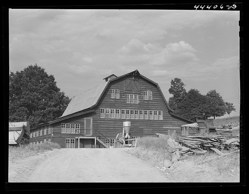 A dairy barn at Kymulga (about six miles from Childersburg, Alabama) converted into a three-story bunk house to accomodate workers as a result of the expected increase in employment at the nearby powder plant. Several other farm buildings have been converted in a simular fashion