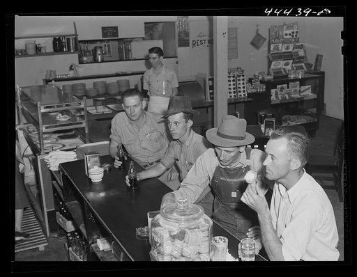 Workmen from the nearby powder plant in a cafe in Childersburg, Alabama