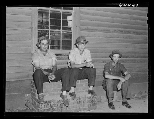 Workmen from the nearby powder plant on a street in Childersburg, Alabama
