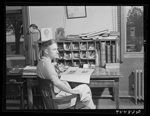 Mr. Lloyd Lewis, Greene County ordinary, in his office in Greensboro, Georgia