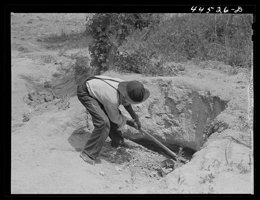 Digging for white clay which some people eat. Near Siloam, Greene County, Georgia