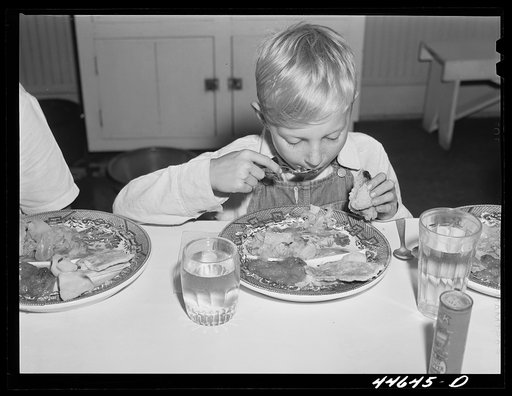 Eating a five-cent hot lunch at the Woodville public school. Greene County, Georgia