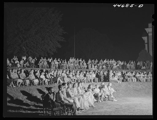 Audience at the outdoor graduation of the Union Point high school. Union Point, Greene County, Georgia