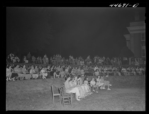 Untitled photo, possibly related to: Audience at the outdoor graduation of the Union Point high school. Union Point, Greene County, Georgia