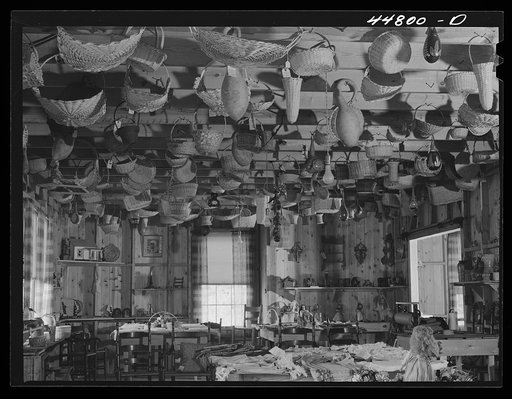 Untitled photo, possibly related to: Interior of the Virginia crafts co-op on U. S. Highway No. 1, twenty miles north of Fredericksburg, Virginia