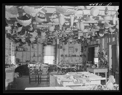 Untitled photo, possibly related to: Interior of the Virginia crafts co-op on U. S. Highway No. 1, twenty miles north of Fredericksburg, Virginia
