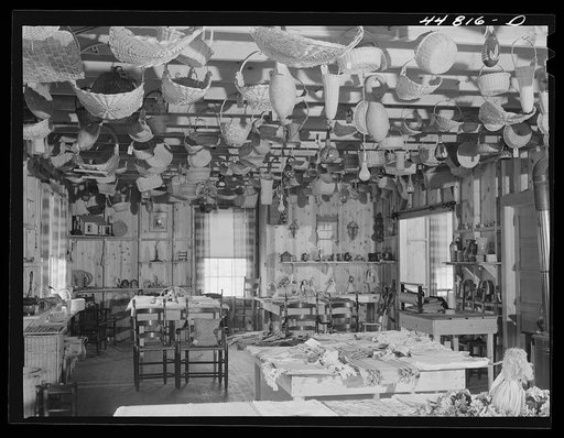 Untitled photo, possibly related to: Interior of the Virginia crafts co-op on U. S. Highway No. 1, twenty miles north of Fredericksburg, Virginia