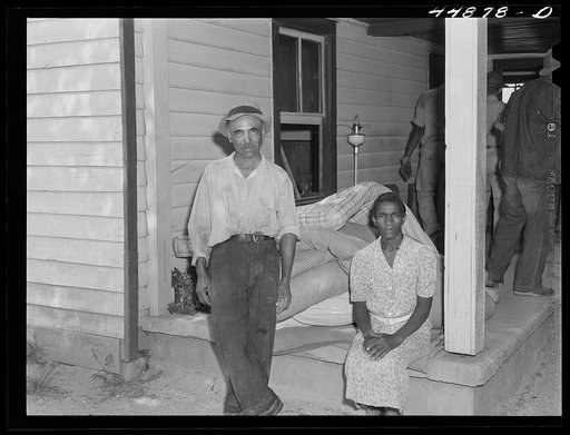 Negro farmer and his wife getting ready to move out of the area being taken over by the Army in Caroline County, Virginia