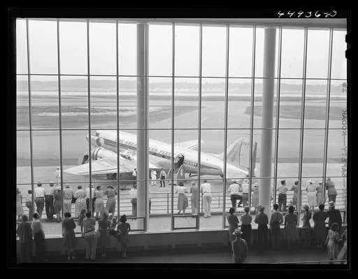 Visitors watching one of the airliners on the field. Municipal airport, Washington, D.C.